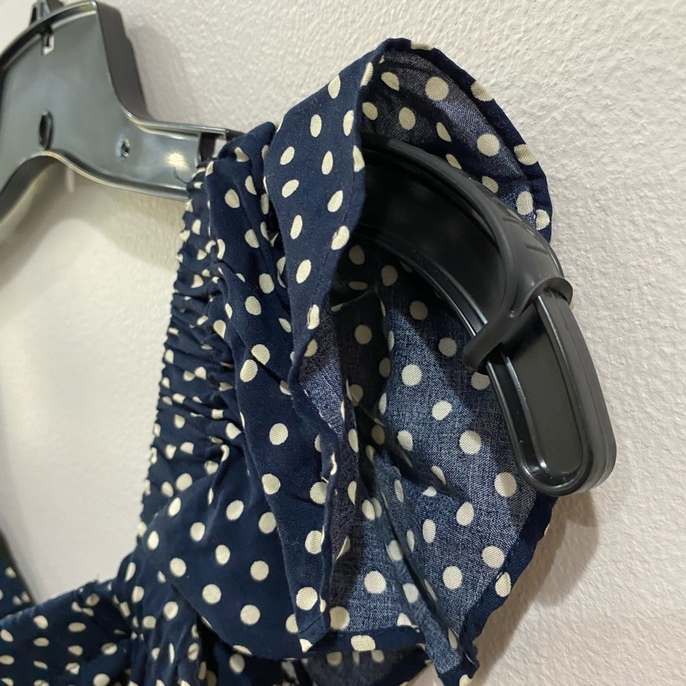 Lulu's Navy Polka Dot Off-Shoulder Maxi Dress - Picture 11 of 11